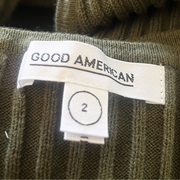 NWT Good American Rib Knit Tie Waist Midi Dress Sage Green Sz 2 - Picture 5 of 7
